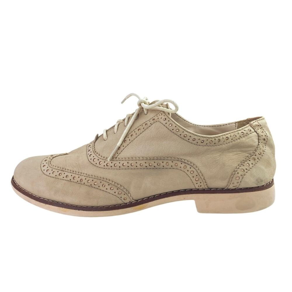 Cole Haan Maple Sugar Women's Beige Leather Low Top Lace Up Wing Oxford Shoes 7B